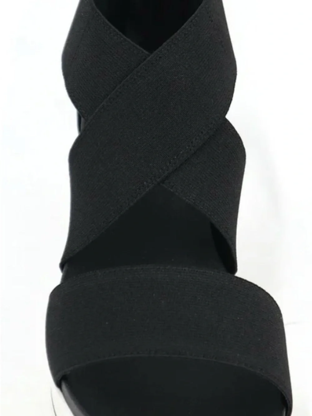 Time and Tru Black Elastic Crisscross Wedge Sandal - Picture 8 of 11